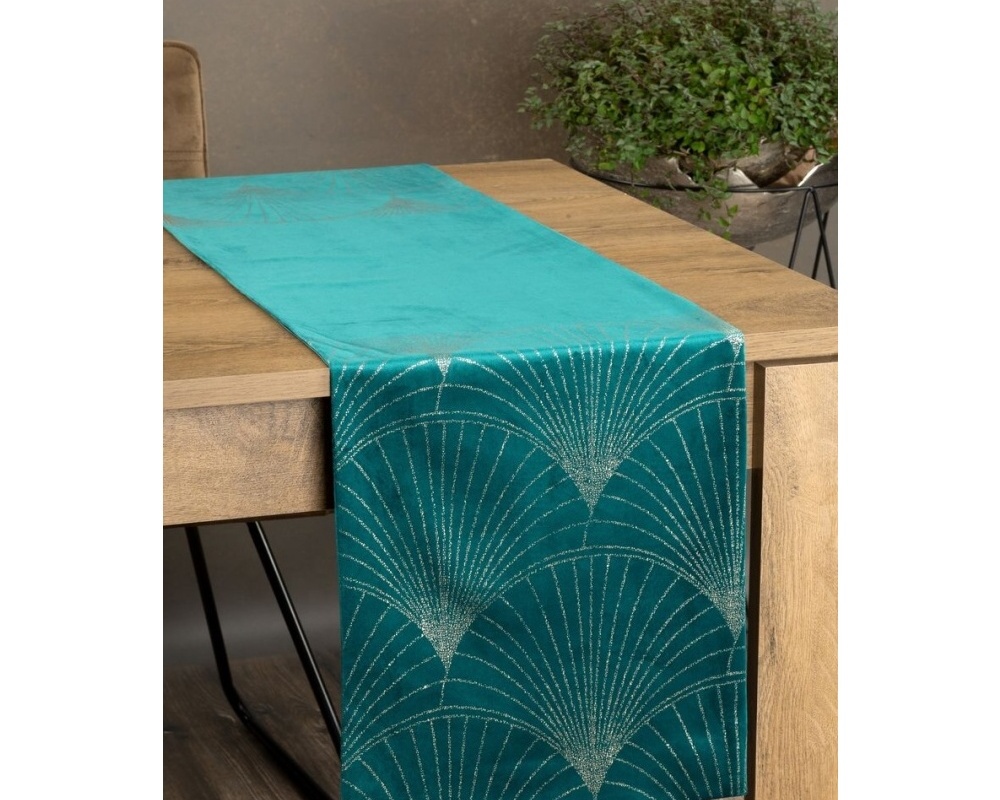 Behúň na stôl Blink 14, modrý s lesklým vzorom